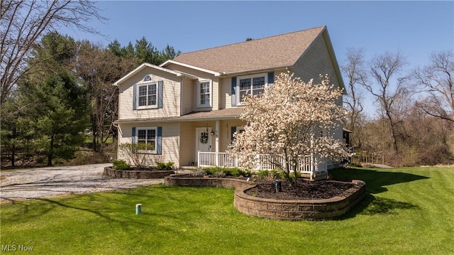 760 N Medina Line Rd, Akron, OH 44333 - traditional-style house with a front lawn and covered porch