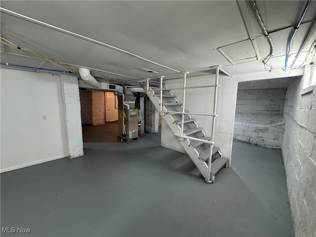 unfinished below grade area with heating unit