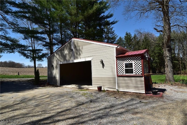 view of detached garage