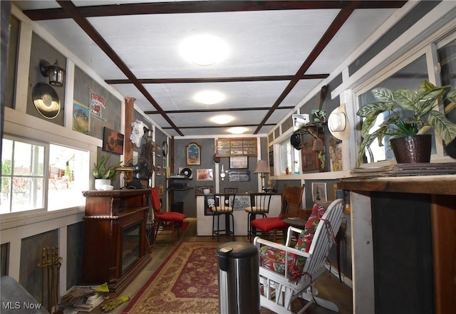 living area featuring wood finished floors