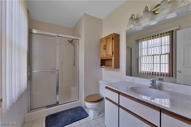 810 Southwestern Run Unit 19, Poland, OH 44514 - bathroom with tile patterned floors, toilet, and a shower stall