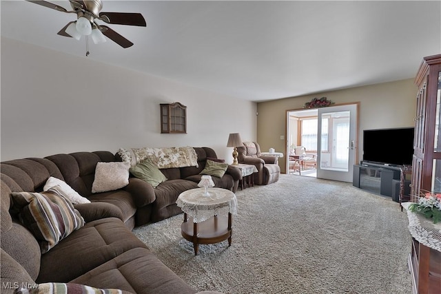 810 Southwestern Run Unit 19, Poland, OH 44514 - living area with carpet flooring and ceiling fan
