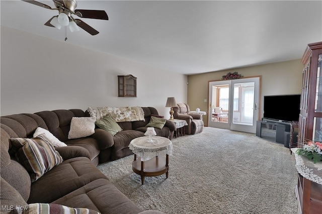 810 Southwestern Run Unit 19, Poland, OH 44514 - carpeted living room featuring a ceiling fan