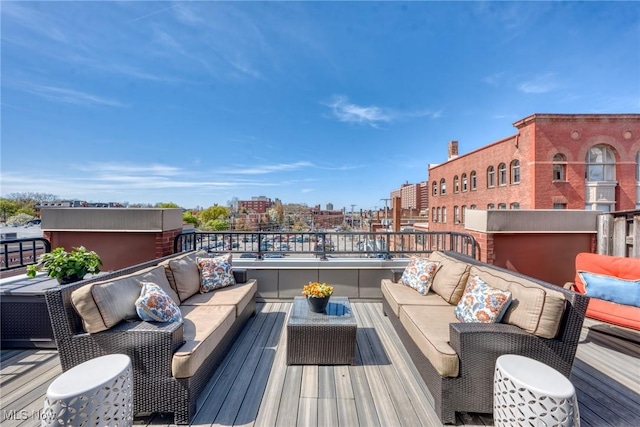 wooden deck featuring outdoor lounge area