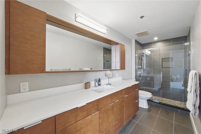 1951 W 26th St Unit Th5, Cleveland, OH 44113 - bathroom with toilet, tile patterned flooring, vanity, and a shower stall