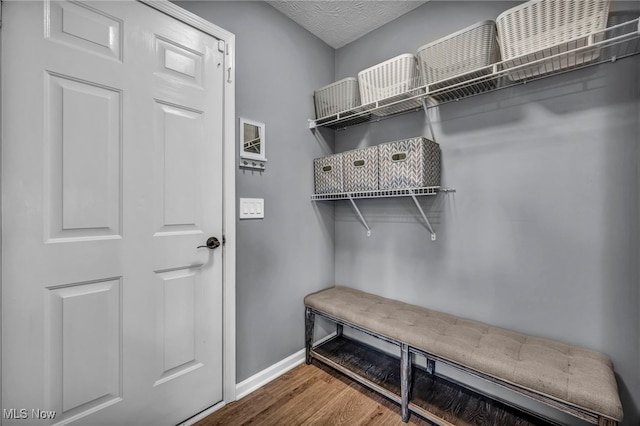 mudroom featuring baseboards and wood finished floors