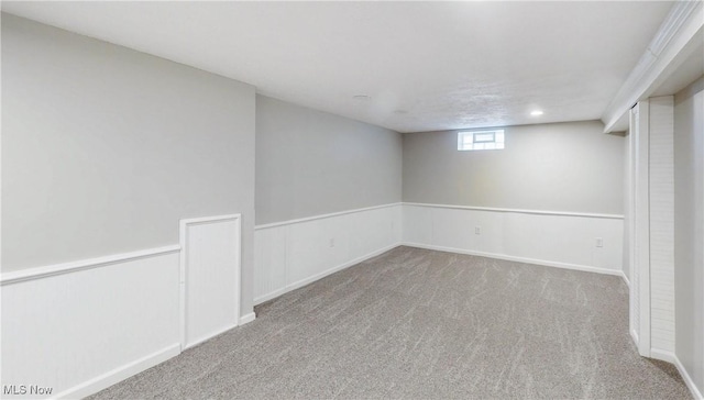 basement with carpet floors