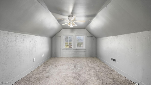 636-638 Fern St, Akron, OH 44307 - bonus room featuring vaulted ceiling, ceiling fan, carpet, and baseboards