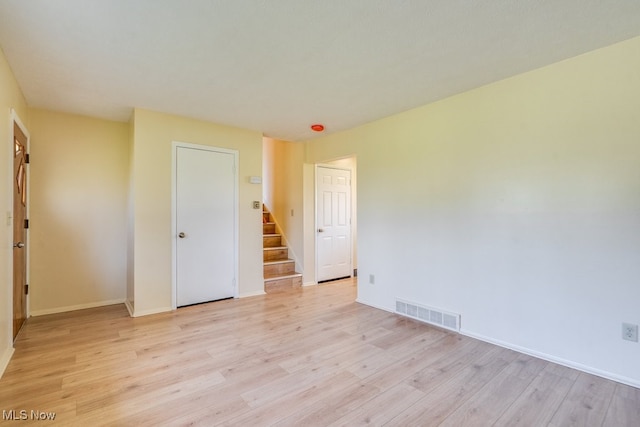 1795 Hudacsek Dr, Mogadore, OH 44260 - spare room featuring stairs, visible vents, baseboards, and light wood-style floors