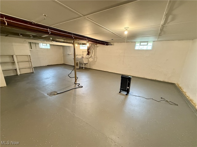 basement with a sink