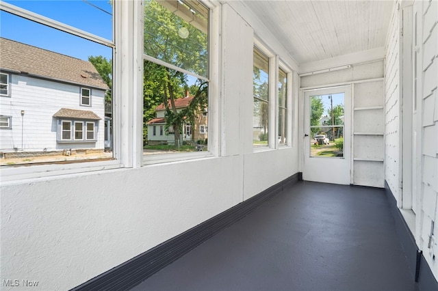 view of unfurnished sunroom