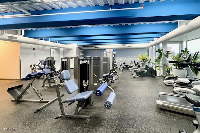 workout area featuring visible vents