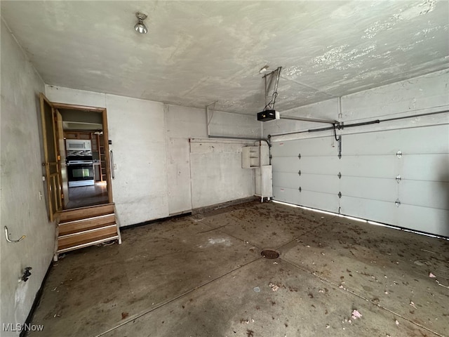 garage with a garage door opener