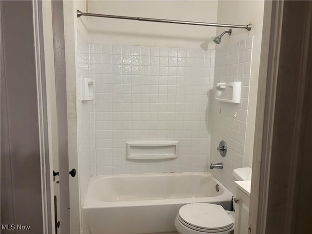 12608 Corlett Ave, Cleveland, OH 44105 - bathroom featuring shower / bath combination, vanity, and toilet