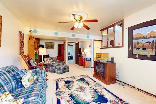 220 Bantam Ridge Ct, Wintersville, OH 43953 - carpeted living area featuring a ceiling fan