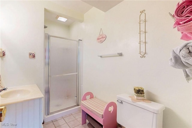 220 Bantam Ridge Ct, Wintersville, OH 43953 - bathroom with toilet, tile patterned flooring, a shower stall, and a sink