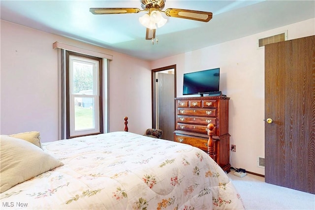 220 Bantam Ridge Ct, Wintersville, OH 43953 - bedroom with carpet flooring, visible vents, and ceiling fan