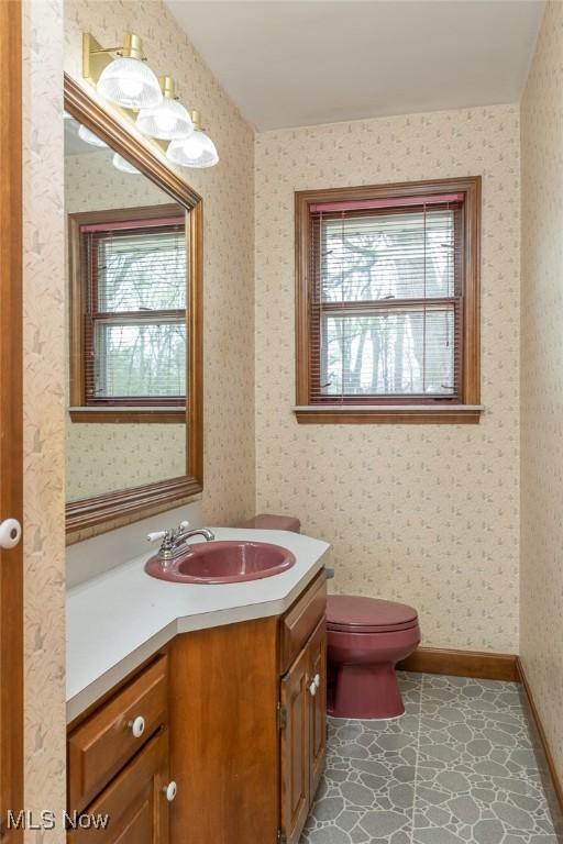 bathroom with toilet and vanity
