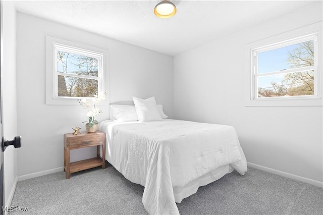 bedroom with baseboards and carpet floors