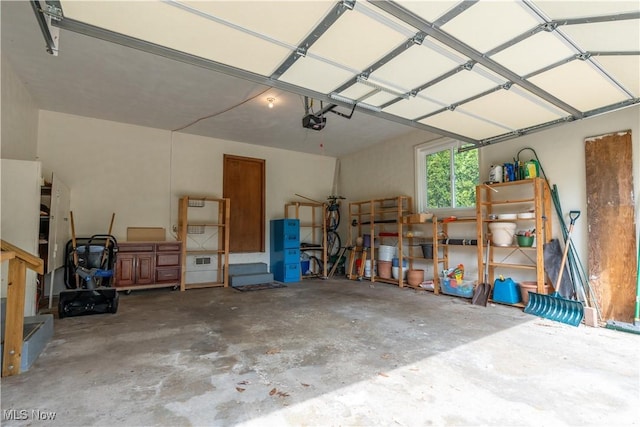 garage with a garage door opener