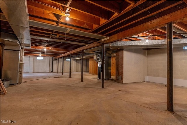 below grade area with heating unit