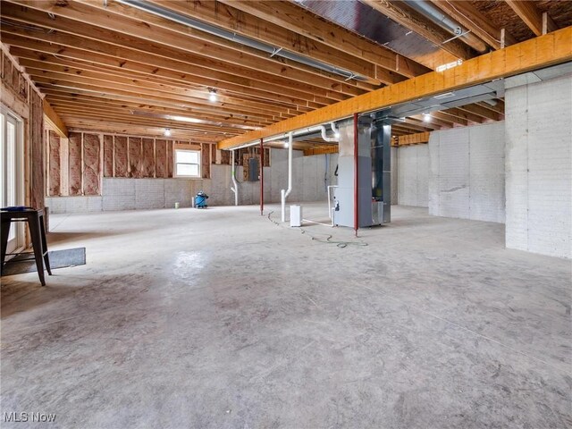 basement with heating unit