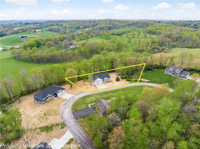 bird's eye view with a forest view