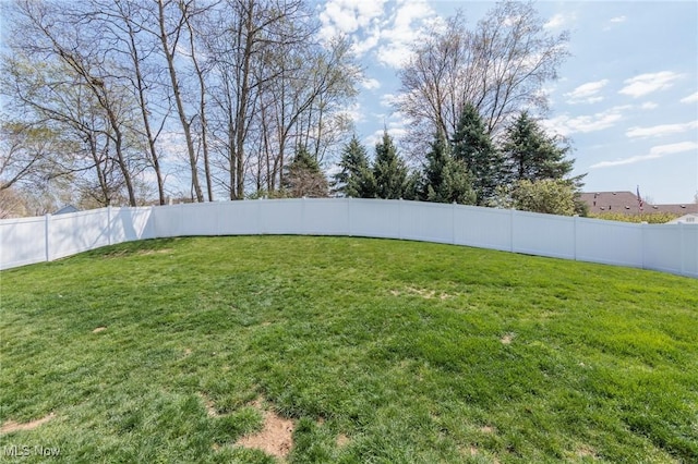 view of yard with a fenced backyard
