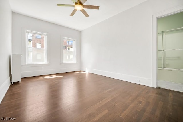 1357 E Blvd Unit 2, Cleveland, OH 44106 - unfurnished room with baseboards, wood finished floors, and ceiling fan
