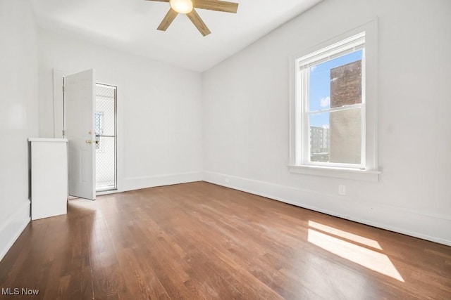 1357 E Blvd Unit 2, Cleveland, OH 44106 - spare room featuring a ceiling fan, wood finished floors, and baseboards
