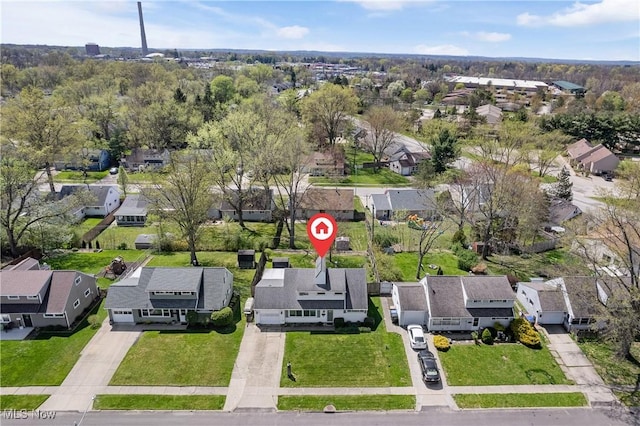 aerial view with a residential view