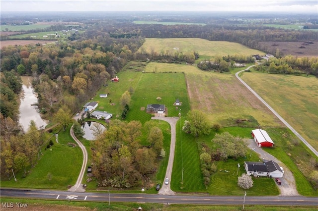 drone / aerial view featuring a rural view