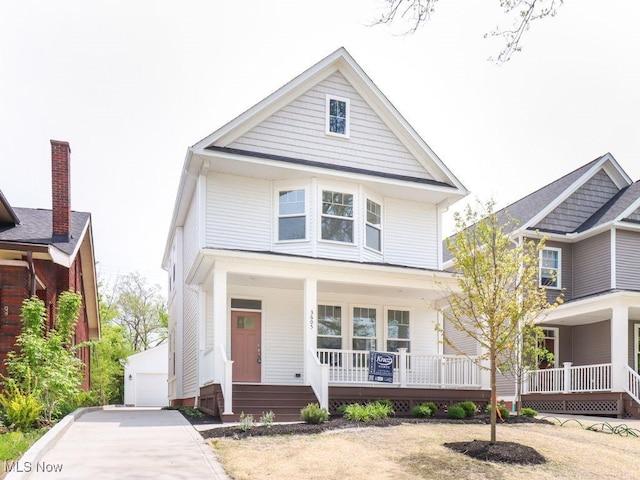 3516 Hildana Rd, Shaker Heights, OH 44120 - american foursquare style home with a porch and an outbuilding