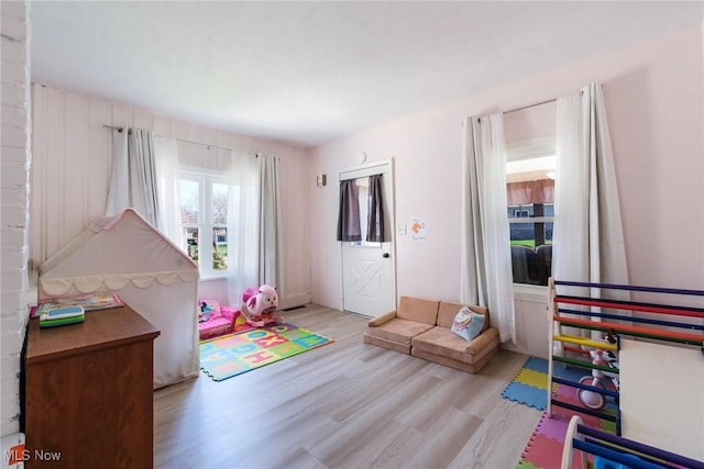 rec room with wood finished floors