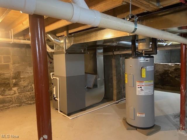 utilities with water heater and heating unit