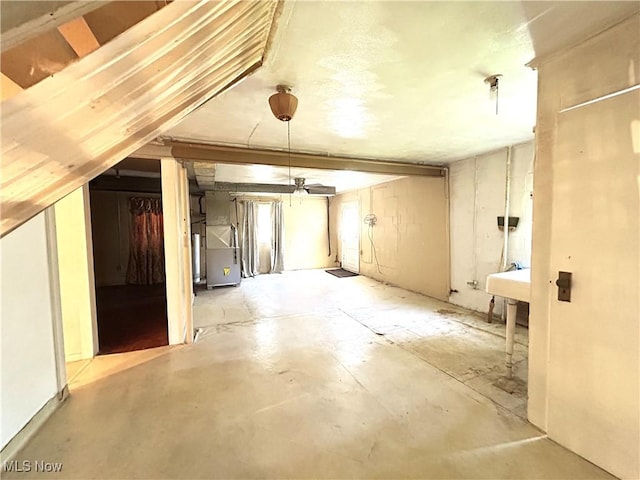 below grade area with heating unit