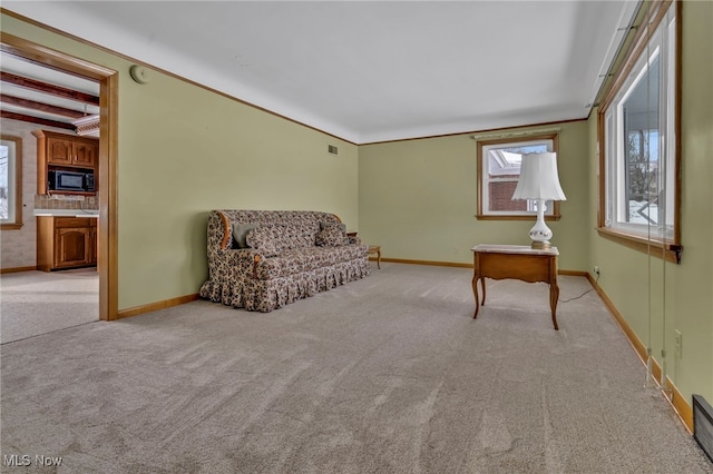 340 53rd St SW, Canton, OH 44706 - living area featuring baseboards, visible vents, and light colored carpet