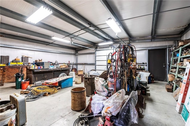 garage featuring a workshop area