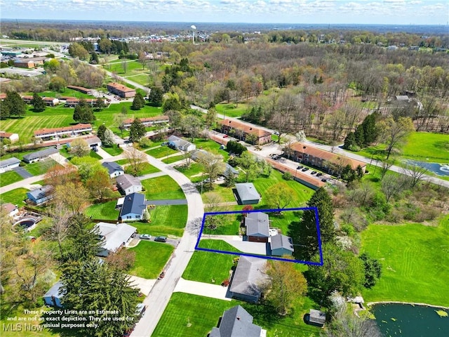 aerial view with a residential view