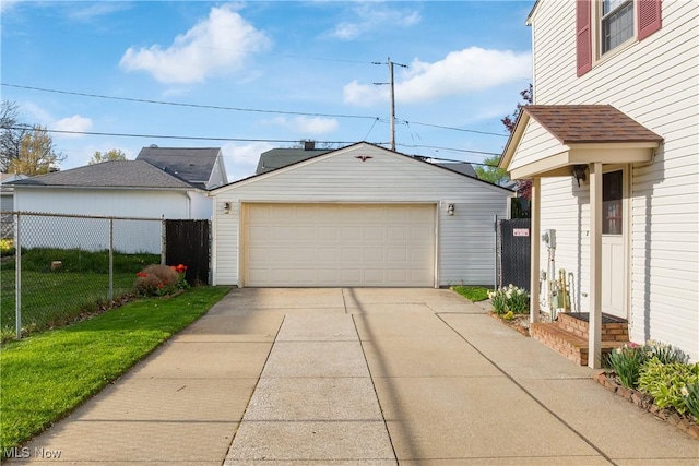 detached garage with fence