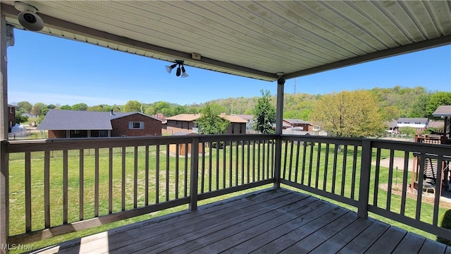 813 Brentwood Dr, Belpre, OH 45714 - wooden terrace featuring a lawn and a residential view