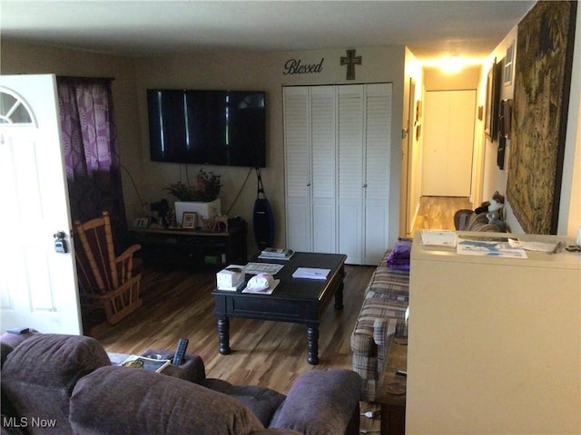 living area featuring wood finished floors