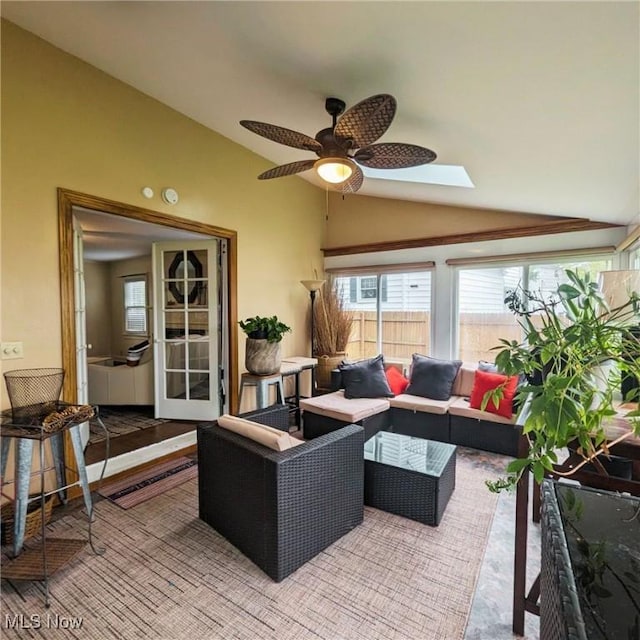 557 Cambridge Rd, Coshocton, OH 43812 - view of patio / terrace featuring fence, ceiling fan, and an outdoor hangout area