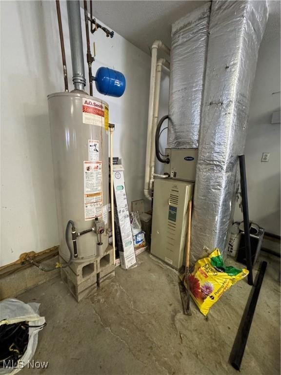 utility room featuring water heater