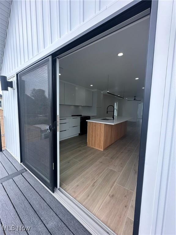 deck with a sink