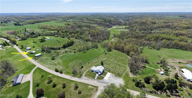 aerial view with a wooded view