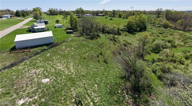 drone / aerial view with a rural view