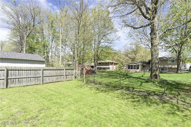 view of yard featuring a fenced backyard