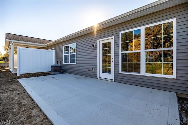 view of patio featuring central AC unit