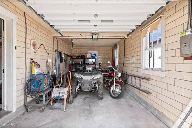 garage with a garage door opener